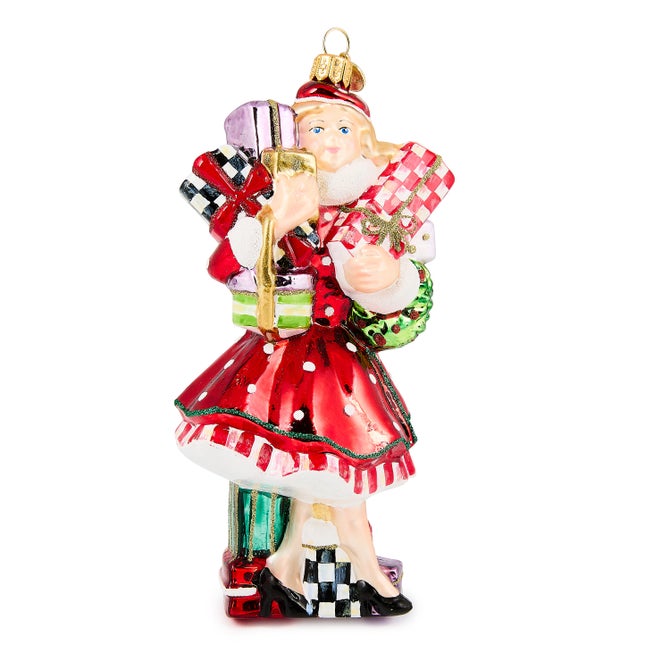 Check It Out Shopper Lady Glass Ornament - {current_domain}