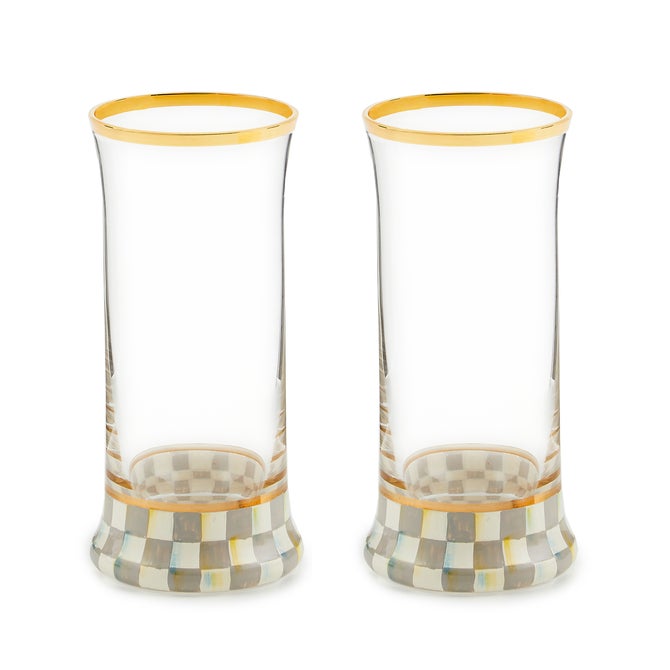 Sterling Check Highball Glass, Set of 2 - {current_domain}