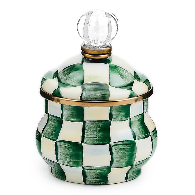 Emerald Check Lidded Sugar Bowl - {current_domain}