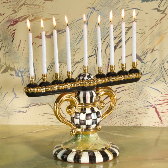 Courtly Check Ceramic Menorah - {current_domain}