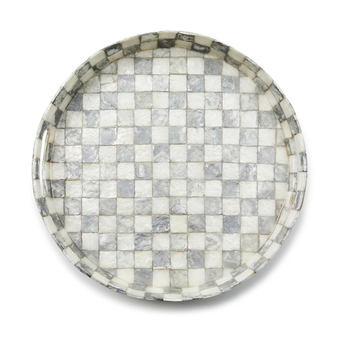 Sterling Check Capiz Round Tray - {current_domain}