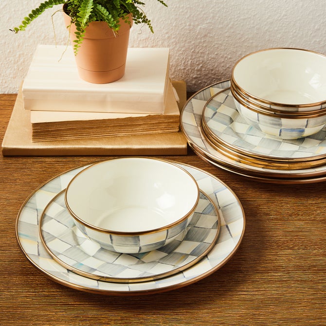 Sterling Check Dinnerware 12pc Complete Set - {current_domain}