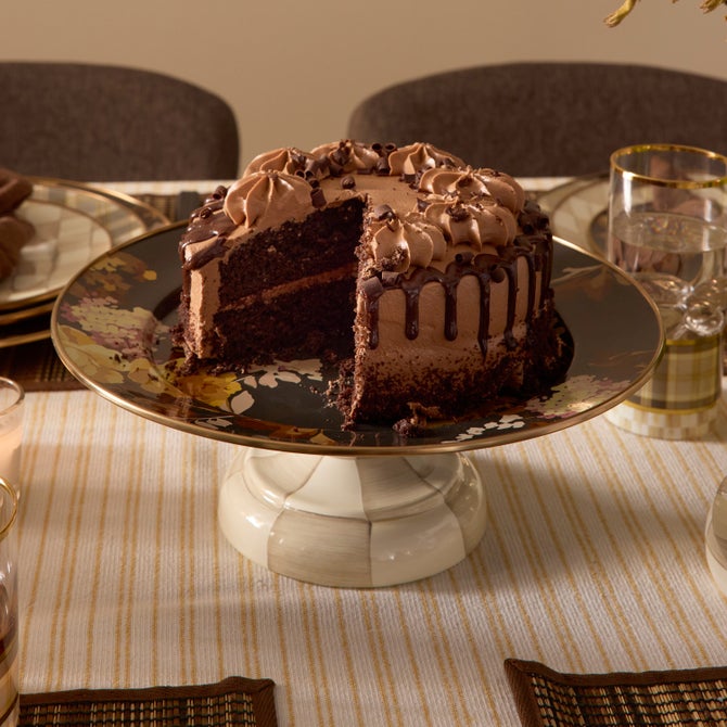 Wild Rose Brown Small Pedestal Platter - {current_domain}