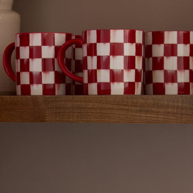 Cherry Check Mugs, Set of 4 - {current_domain}