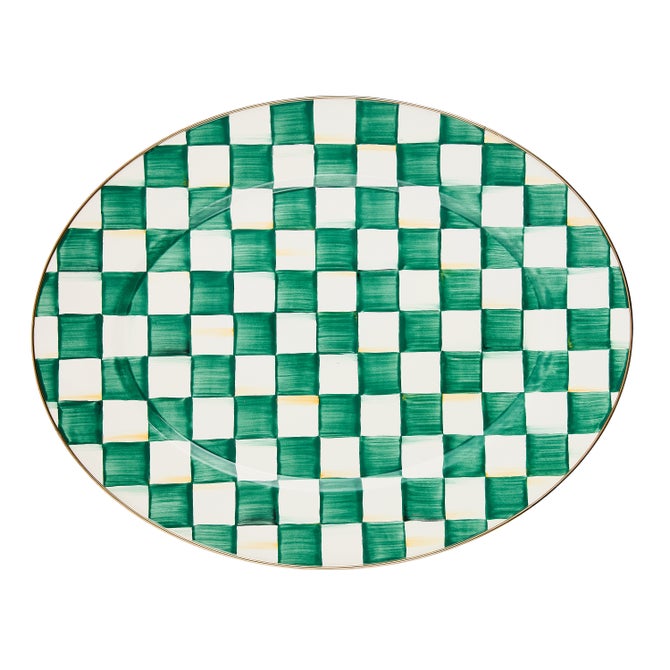 Emerald Check Large Oval Platter - {current_domain}