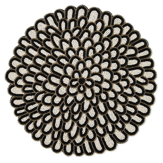 Posie Black & White Beaded Placemat - {current_domain}