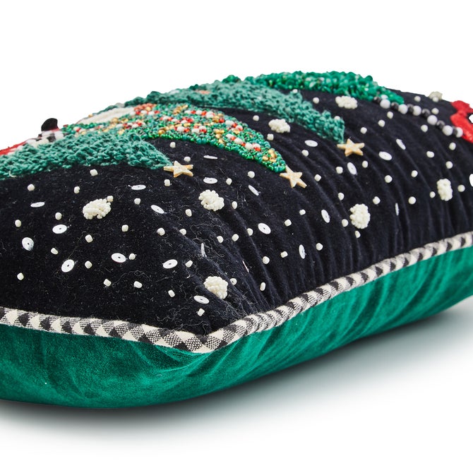 Caroling Snowmen Beaded Lumbar Pillow - {current_domain}