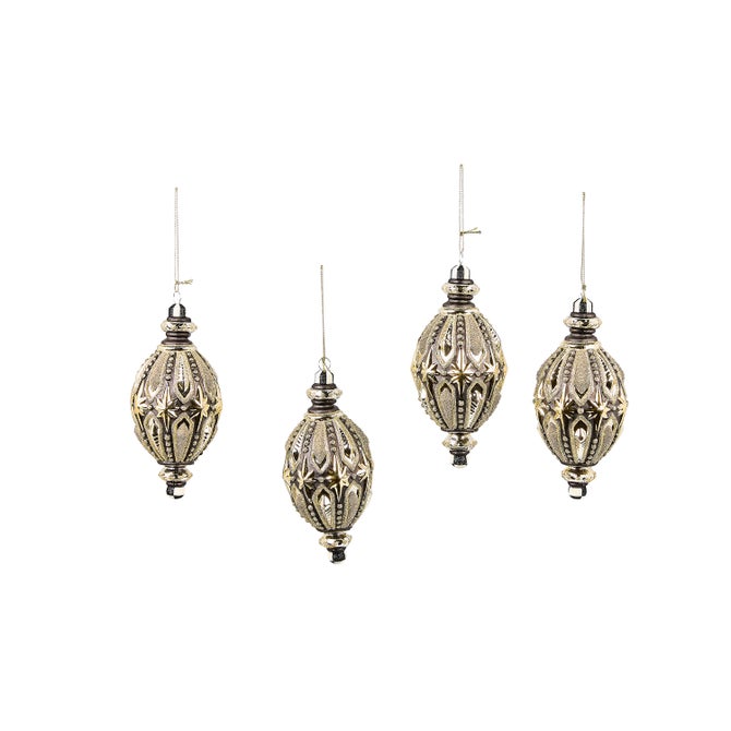 Courtly Noel Teardrop Glass Ornaments , Set of 4 - {current_domain}