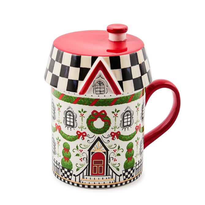 Holly Village Ceramic Lidded Mug - {current_domain}
