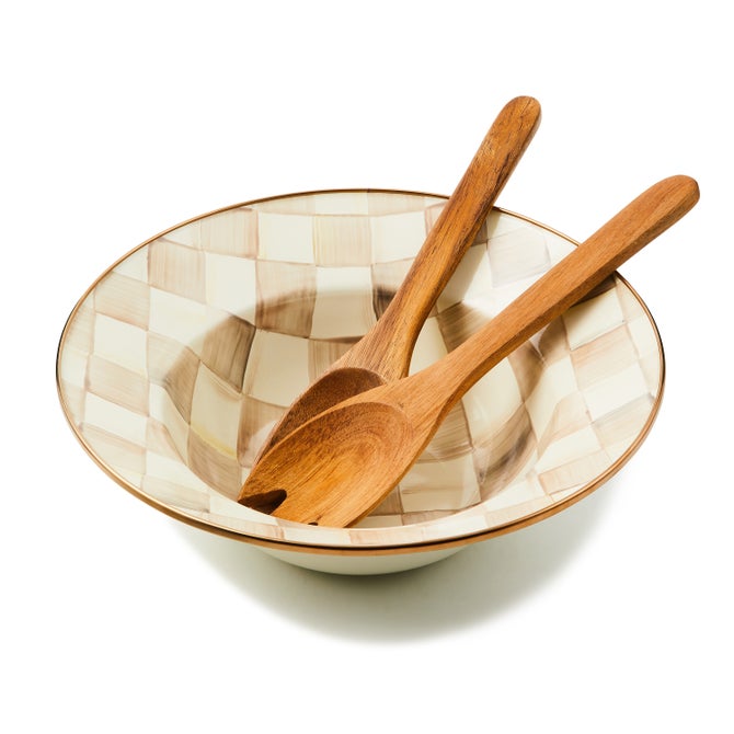 Mocha Check Salad Serving Set - {current_domain}