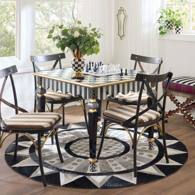 Courtly Check & Stripe Game Table - {current_domain}
