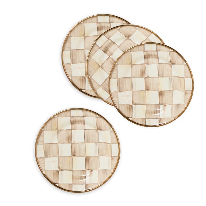 Mocha Check Appetizer Plates, Set of 4 - {current_domain}