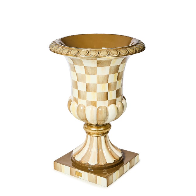 Mocha Check Pedestal Urn - {current_domain}