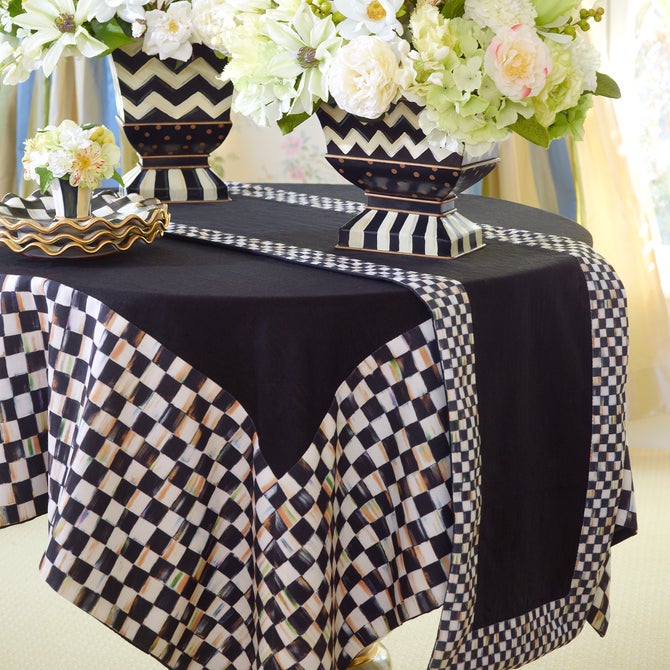 Courtly Check Black Table Runner - {current_domain}