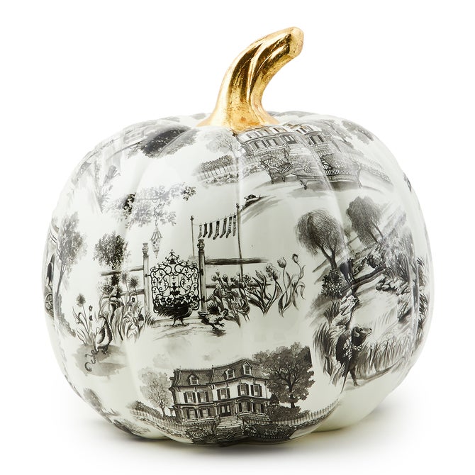 Black Toile Large Pumpkin - {current_domain}
