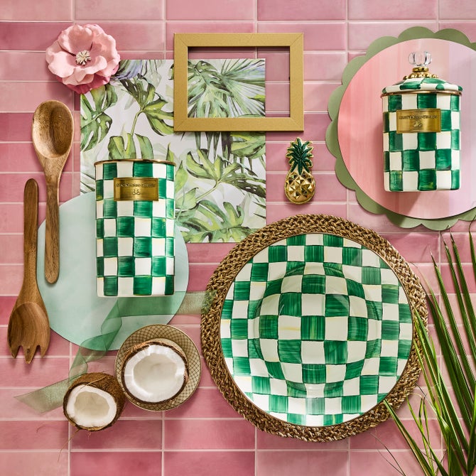 Emerald Check Salad Serving Set - {current_domain}