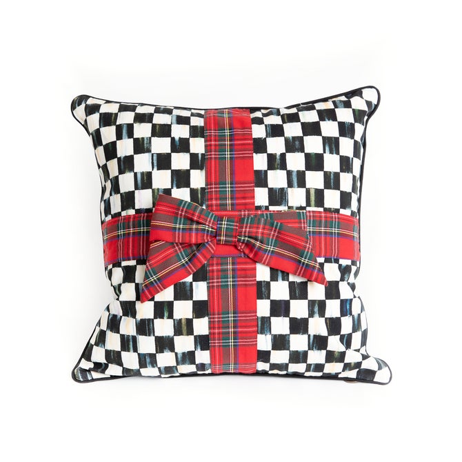 Courtly Check Tartan Bow Throw Pillow - {current_domain}