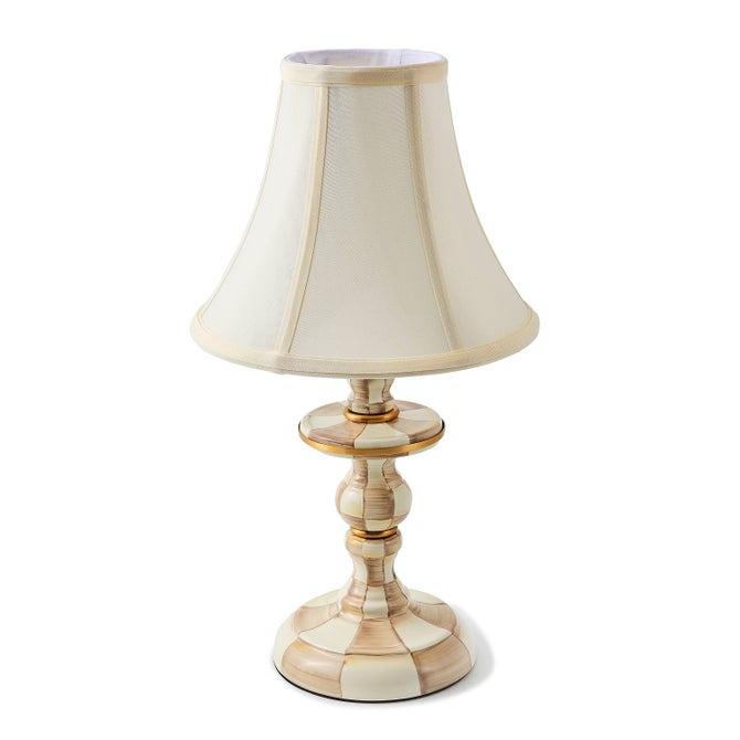 Mocha Check Candlestick Lamp - {current_domain}
