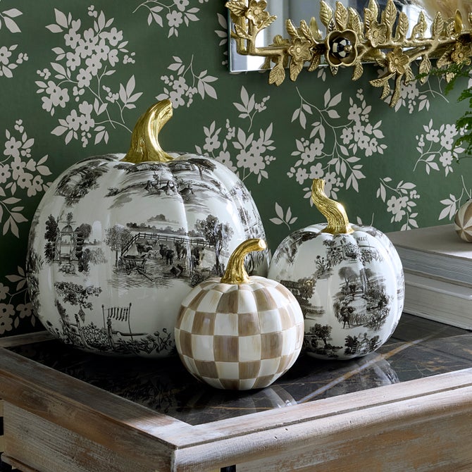 Black Toile Large Pumpkin - {current_domain}