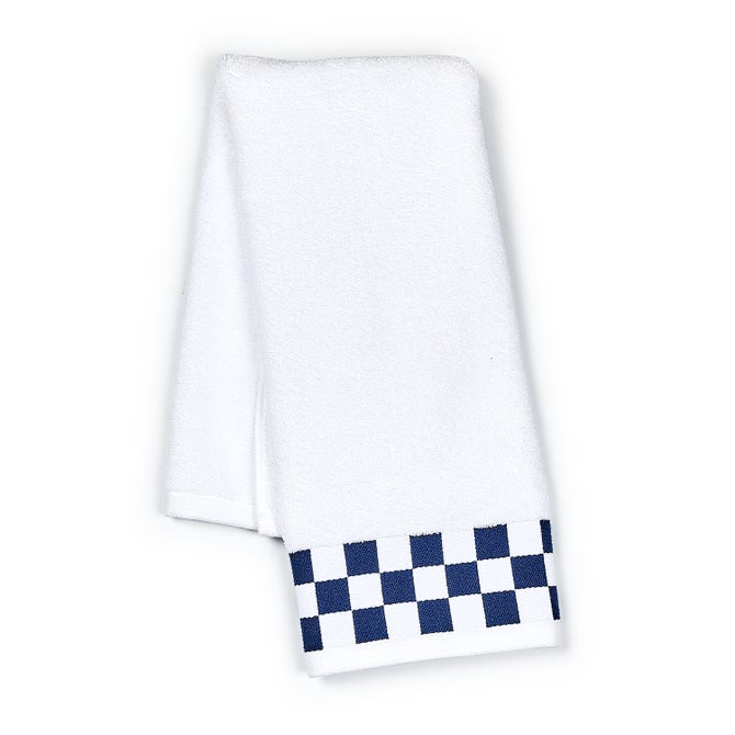 Hand Towel with Navy Check Border - {current_domain}