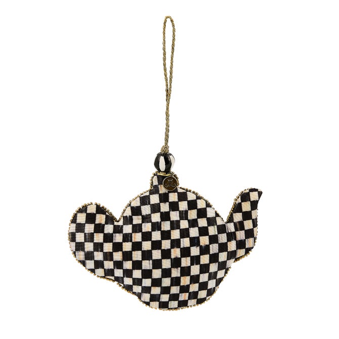 Courtly Check Teapot Beaded Ornament - {current_domain}