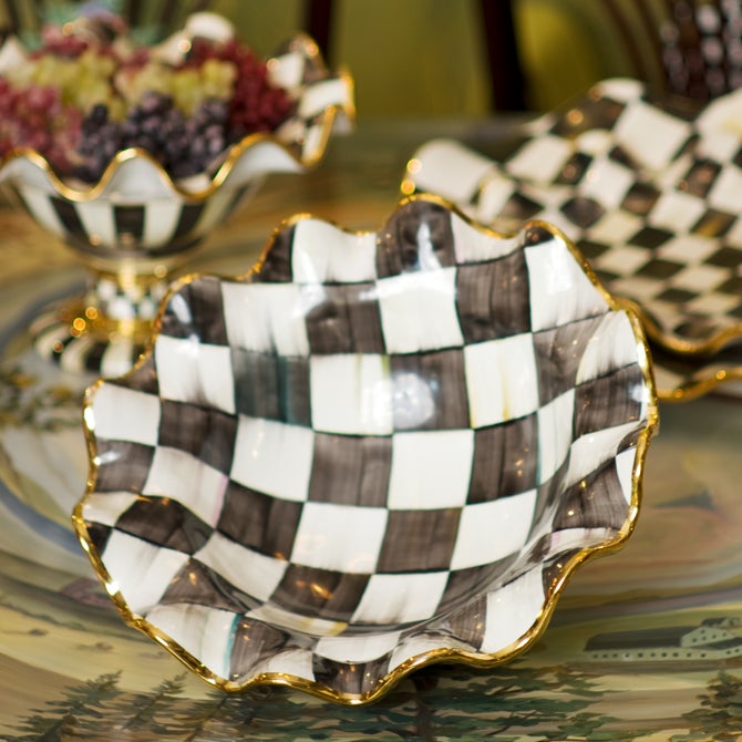 Courtly Check Medium Ceramic Fluted Serving Bowl - {current_domain}