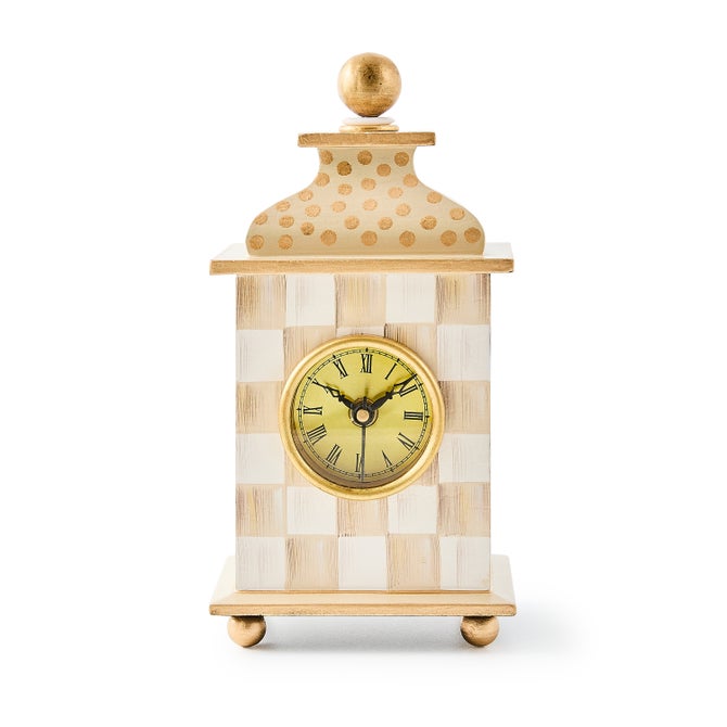 Mocha Check Desk Clock - {current_domain}
