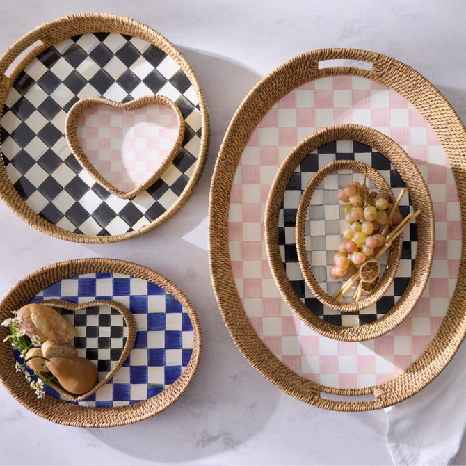 Check Enamel & Rattan Tray - {current_domain}