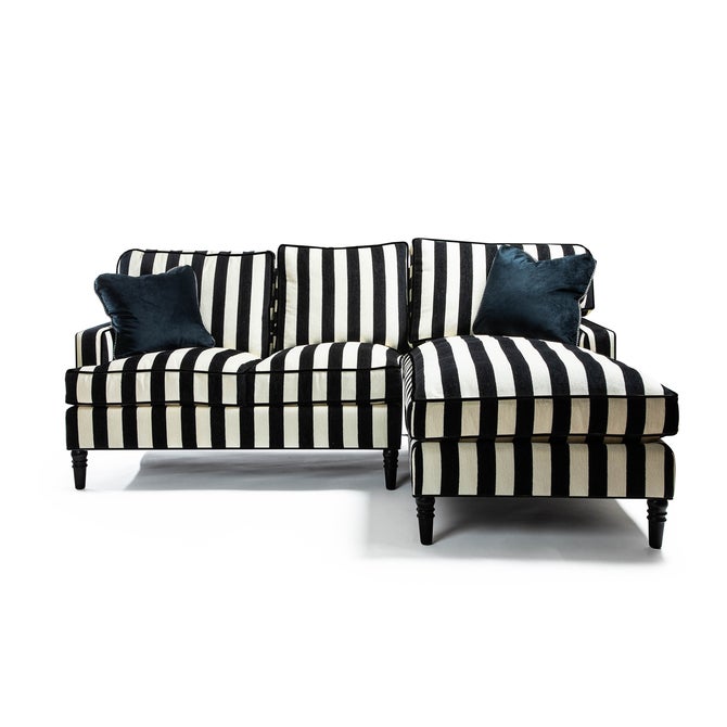 Marquee Black Stripe 2-Piece Right Arm Chaise Sectional - {current_domain}
