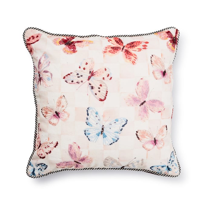 Eternity Butterfly Checked Throw Pillow - {current_domain}