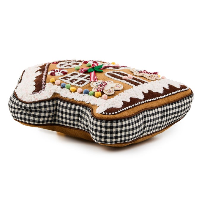 Gingerbread House Shaped Throw Pillow - {current_domain}