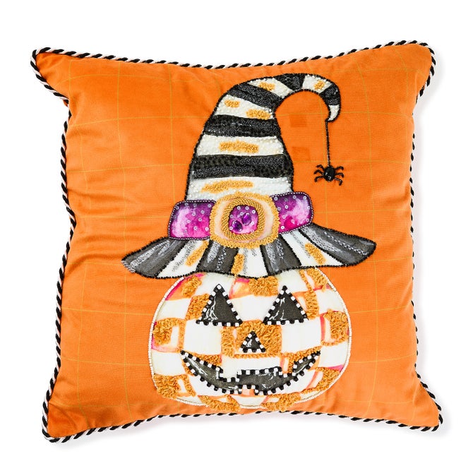 Jack O' Lantern in Hat Throw Pillow - {current_domain}