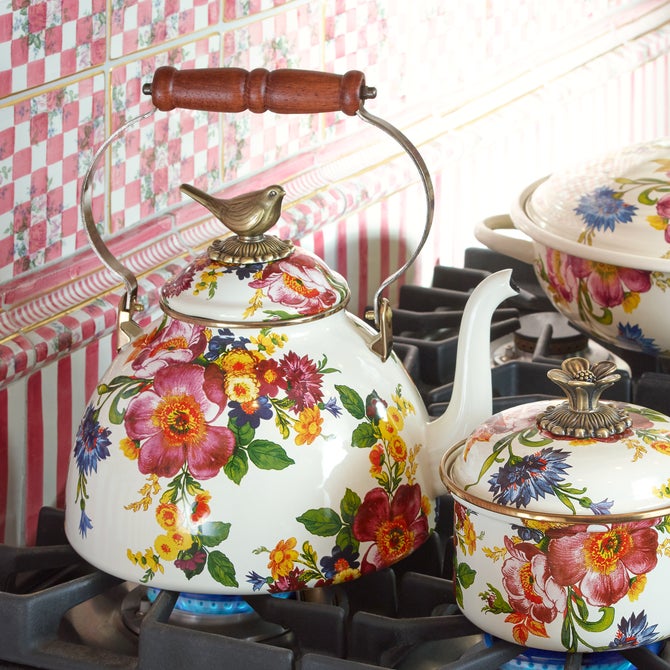 White Flower Market 3 Quart Tea Kettle with Bird - {current_domain}