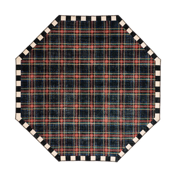 Stewart Tartan Black 6' Octagon Washable Rug - {current_domain}
