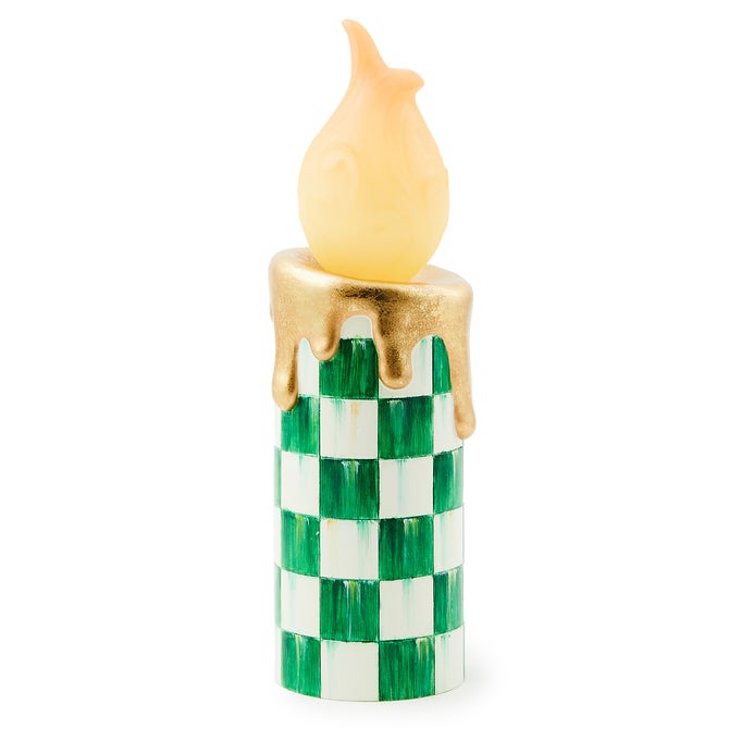 Cozy Christmas Illuminated Green Check Melting Candle - {current_domain}