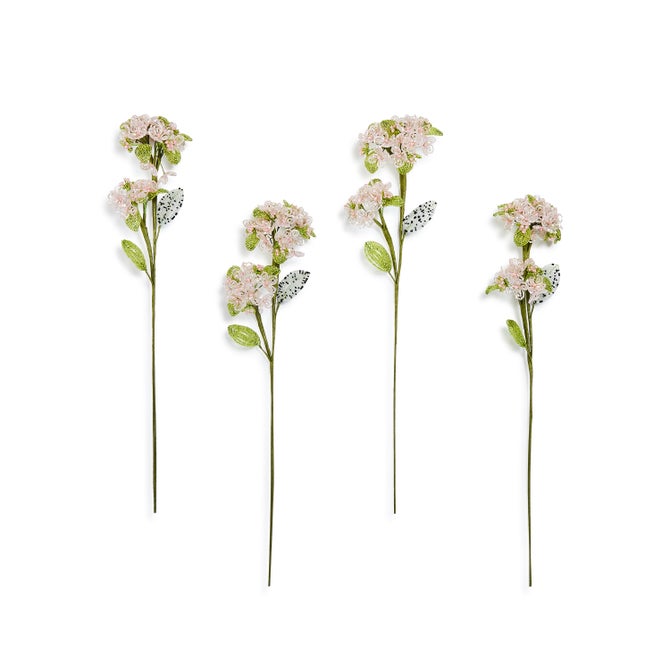 Pink Hydrangea Beaded Flower Stem, Set of 4 - {current_domain}