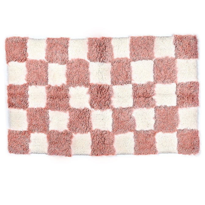 Checkerboard Pink Bath Rug - {current_domain}