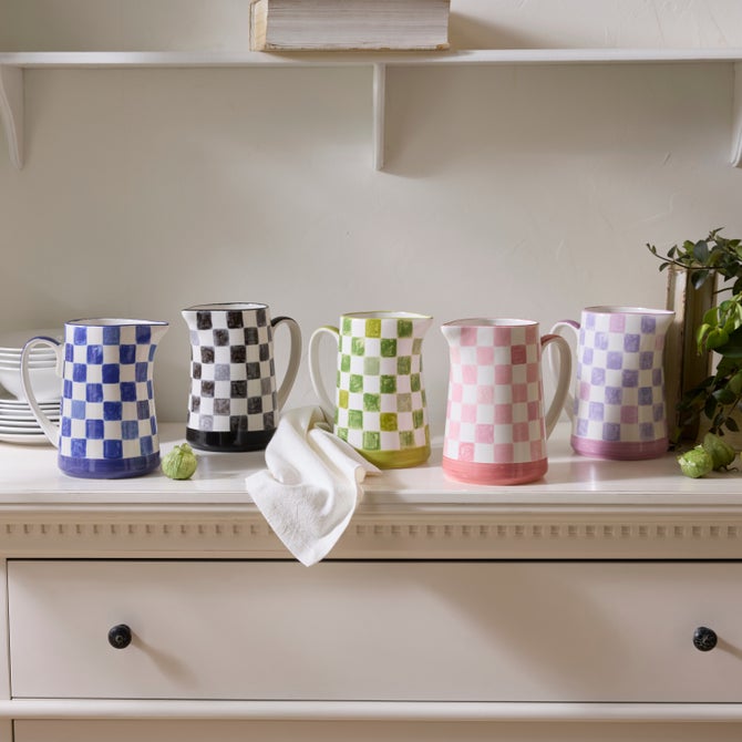 Stoneware Check Pitcher - {current_domain}