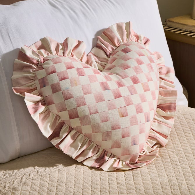 Rosy Heart Throw Pillow with Ruffle - {current_domain}