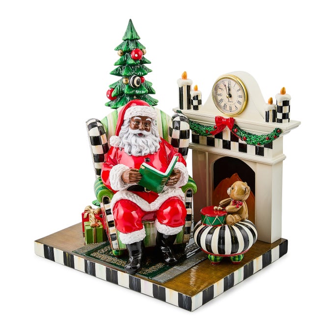 Check It Out Black Santa by Fireplace Illuminated Figurine - {current_domain}