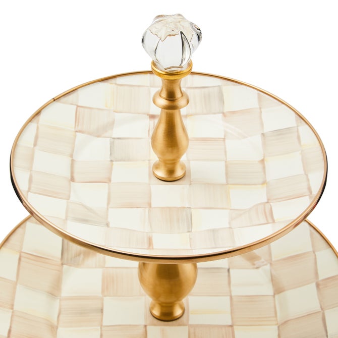 Mocha Check Two Tier Sweet Stand - {current_domain}