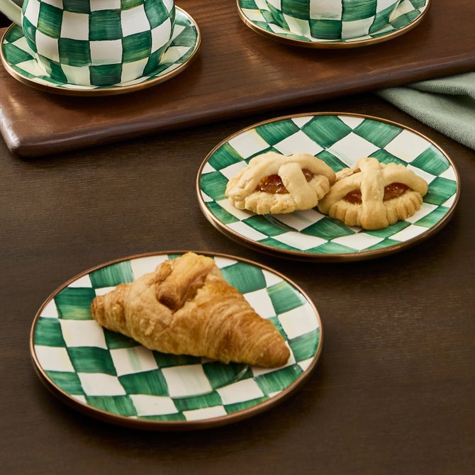 Emerald Check Appetizer Plates, Set of 4 - {current_domain}