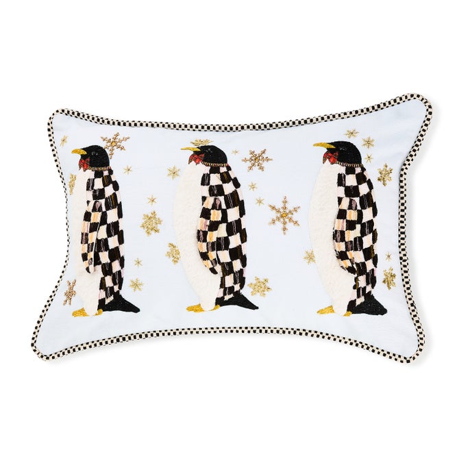 Penguin Parade Throw Pillow - {current_domain}
