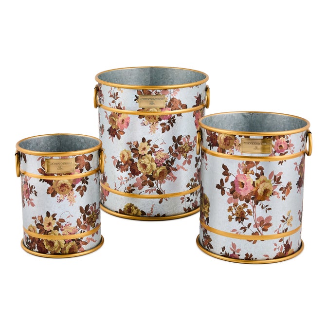 Wild Rose Galvanized Planters, Set of 3 - {current_domain}