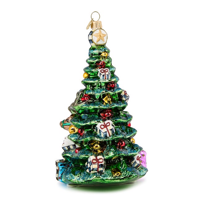 Holiday Forest Tree Glass Ornament - {current_domain}