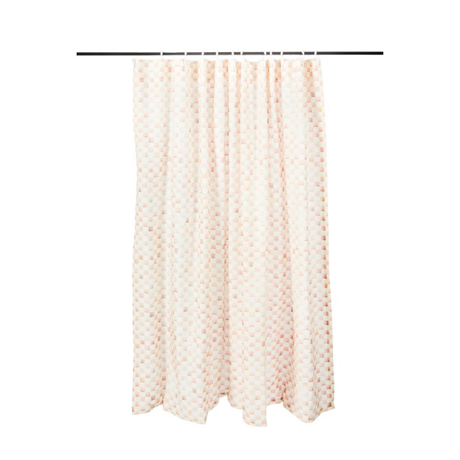 Rosy Check Shower Curtain - {current_domain}