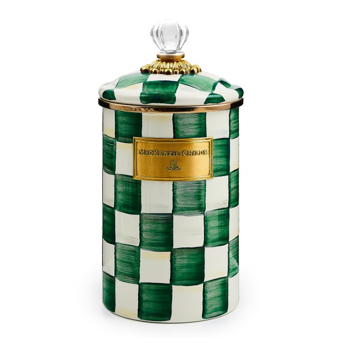 Emerald Check Enamel Canisters - {current_domain}