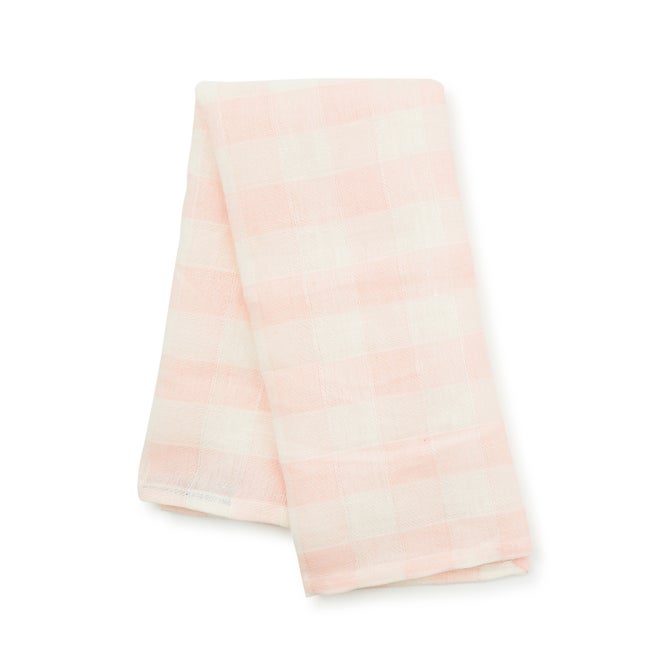 Pink Check Linen Dish Towel - {current_domain}
