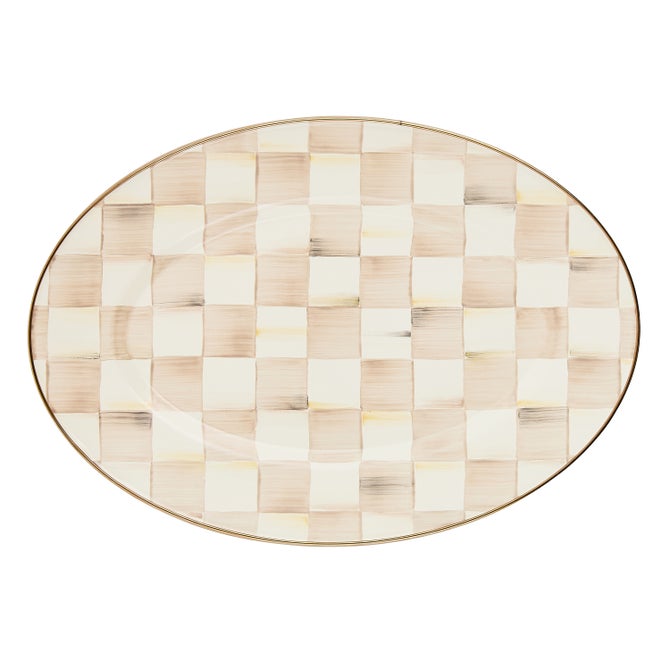 Mocha Check Small Oval Platter - {current_domain}