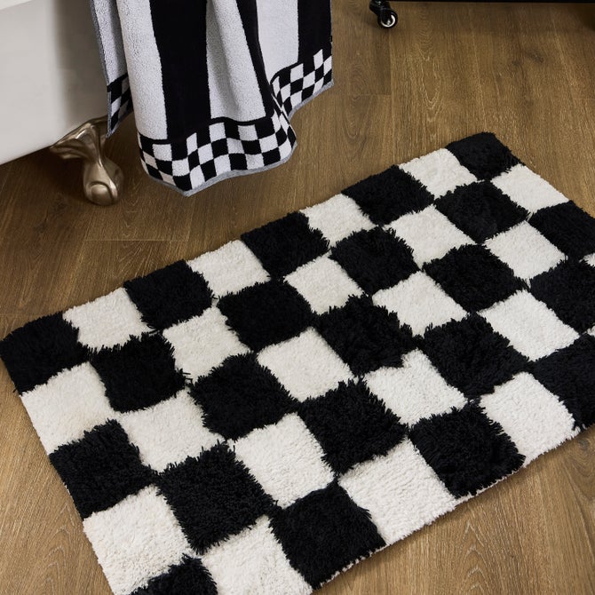 Checkerboard Black Bath Rug - {current_domain}